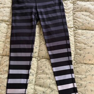 Athleta Black and Gray Striped Leggings